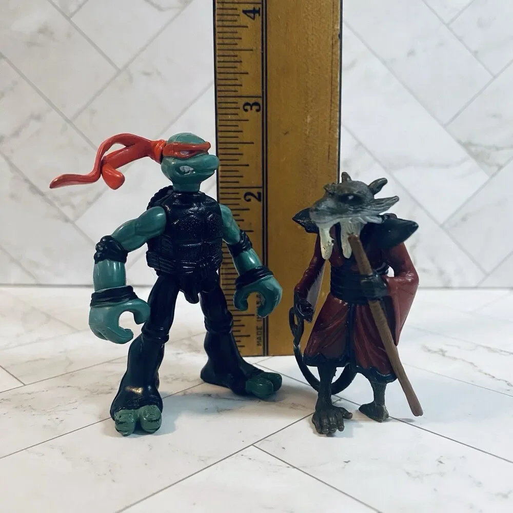 Vintage 2007 Splinter & Raphael Mini Mutant Ninja Turtle Action Figures Only
